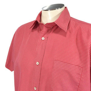 Ted‎ Baker Button Shirt 3 M 38 Red Plaid Short Slee